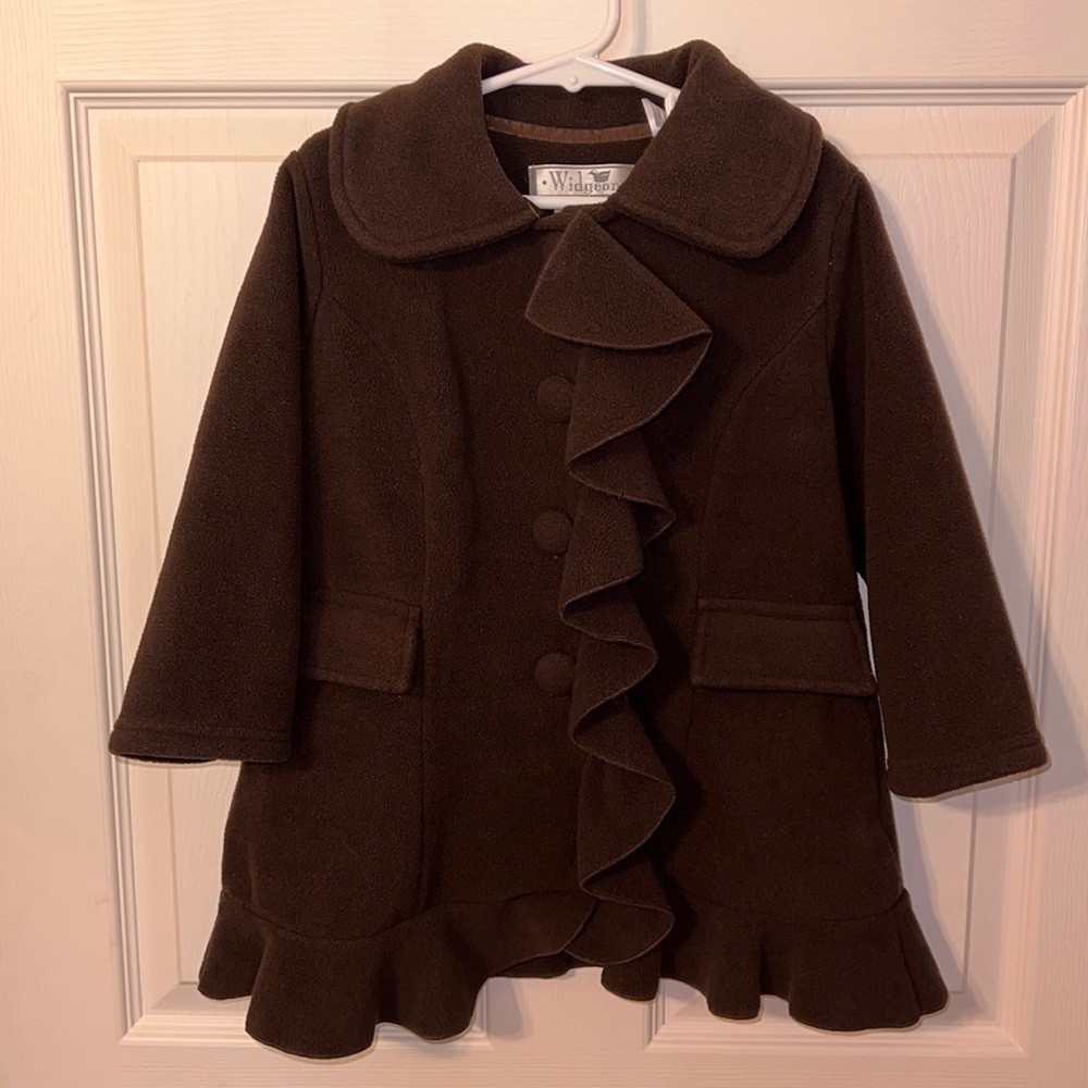 Widgeon girls size 4 brown fleece ruffle coat.
